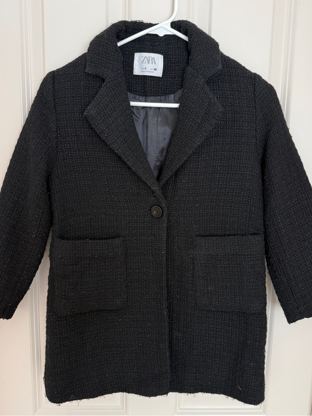 Zara Black Textured Bouclé Coat